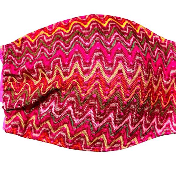 AERIE Bandeau Pink Multi-color Chevron Bikini Top, Size XL - Picture 2 of 6